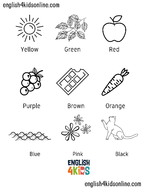 Ejercicios de colores en inglés para imprimir