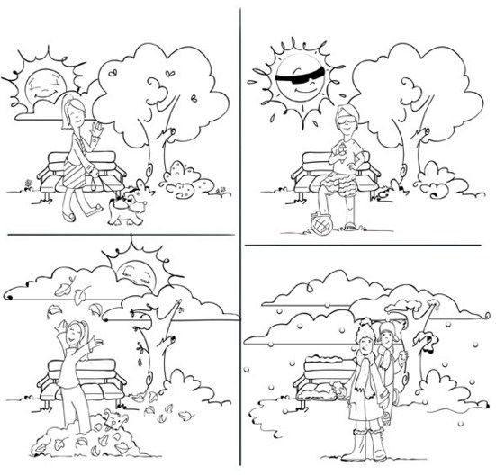 Dibujo de las estaciones del año para colorear