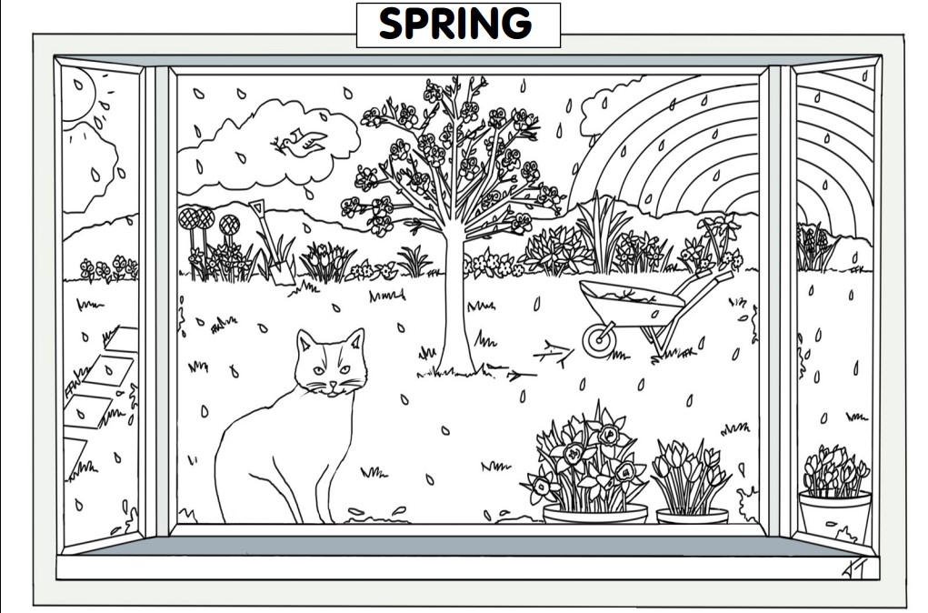 Dibujo de primavera (spring) para colorear
