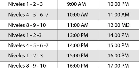 Horario de Club de Conversación en hora de América Central