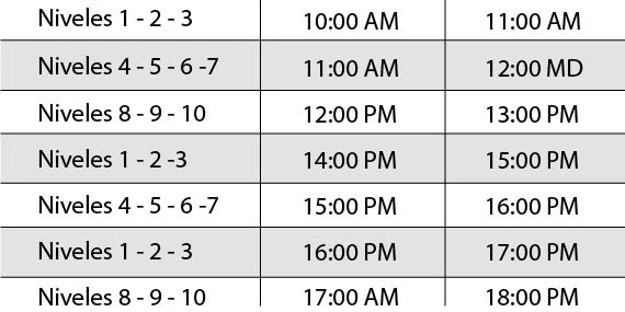 Horario de Club de Conversación en hora de Perú, Colombia, Ecuador y CDMX