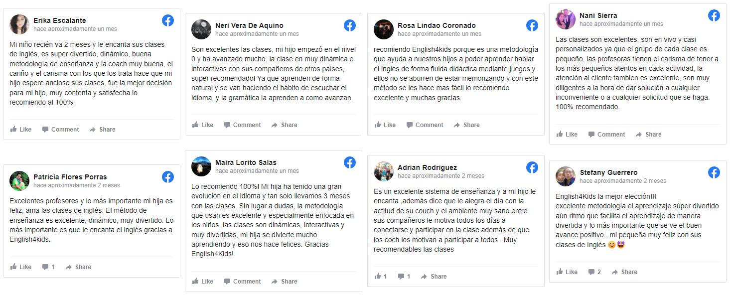 Testimonios de familias de English4Teens