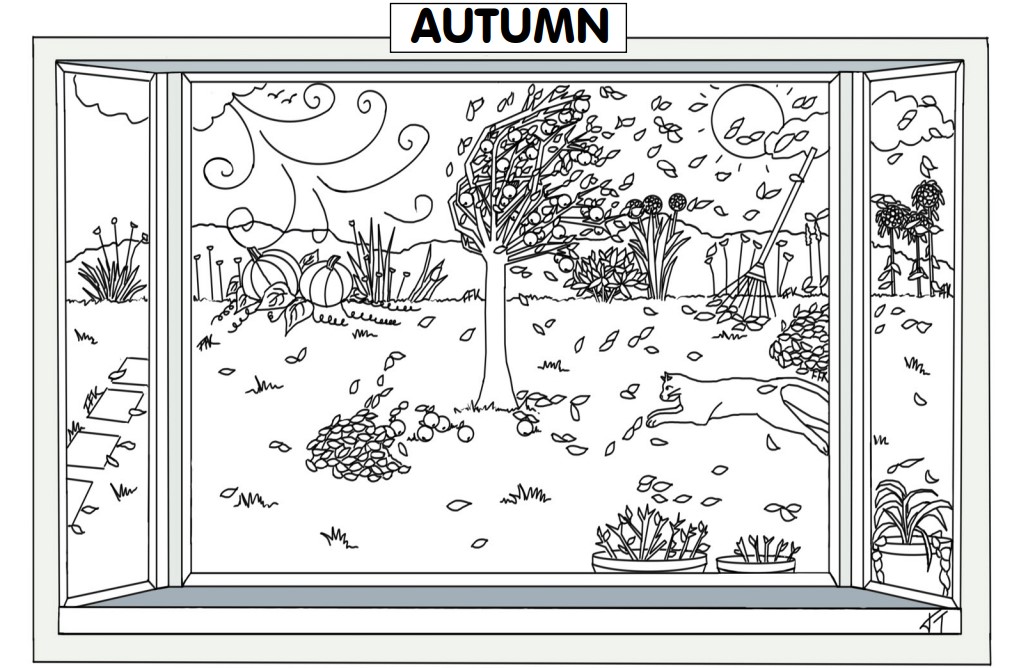 Estaciones del año para colorear - Otoño/Autumn - English4Kids
