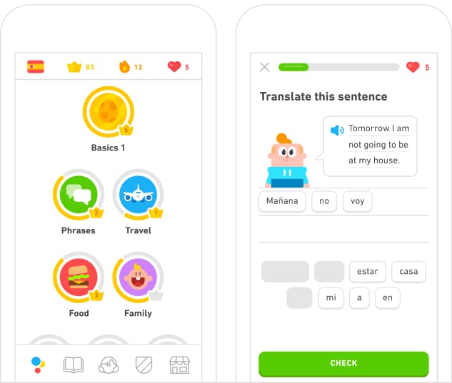 Duolingo aplicaciones en ingles