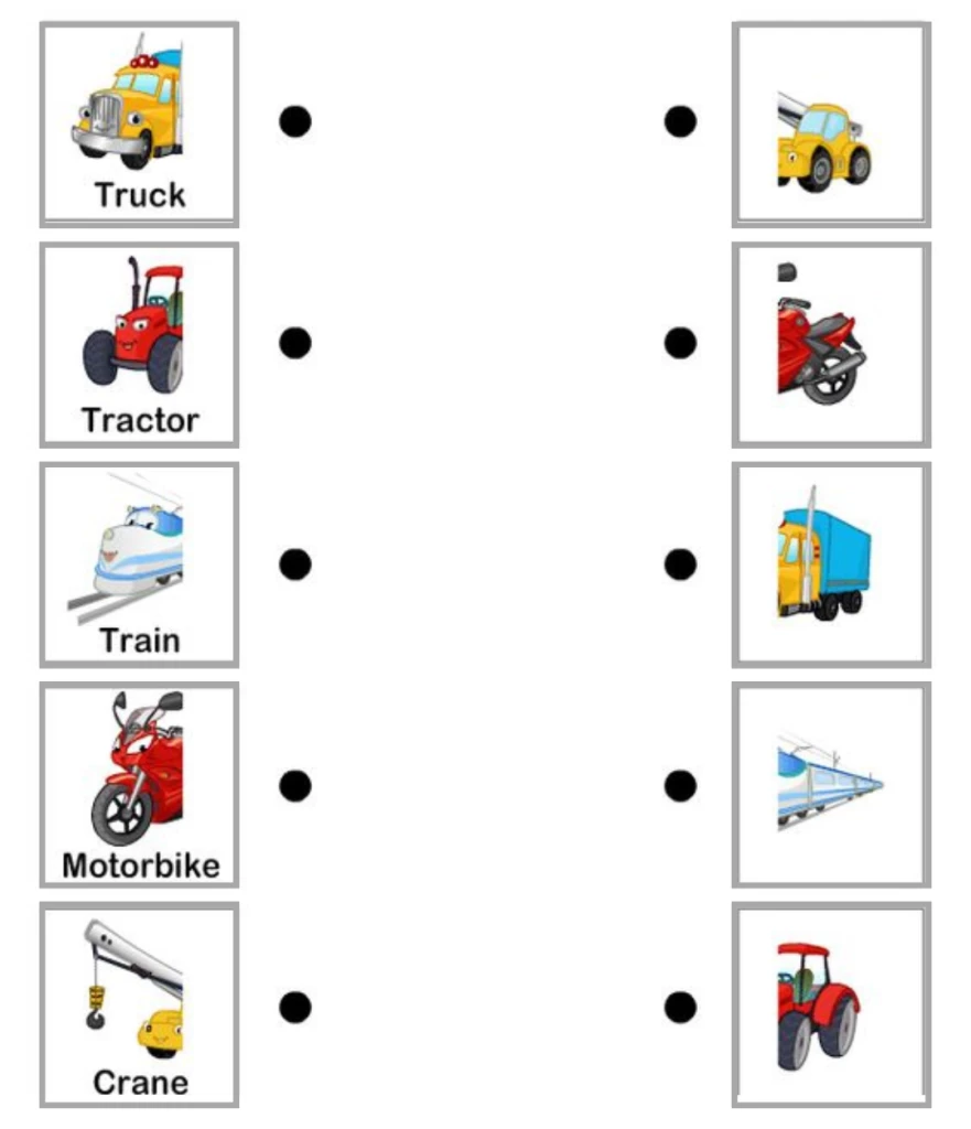Ejercicios de transporte en inglés - English4Kids