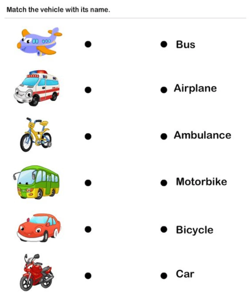 Ejercicios de transporte en inglés - English4Kids