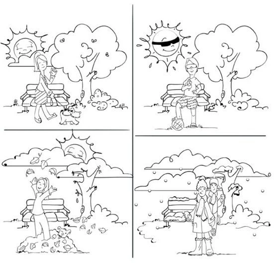 Estaciones del año para colorear - English4Kids