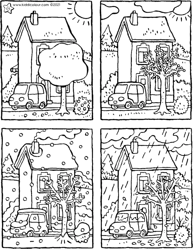 Estaciones del año para colorear - English4Kids