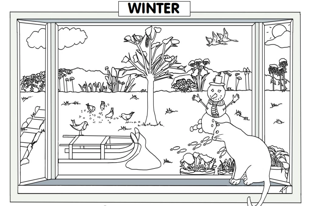 Estaciones del año para colorear - English4Kids